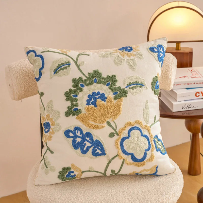 Embroidered Floral Pillowcase