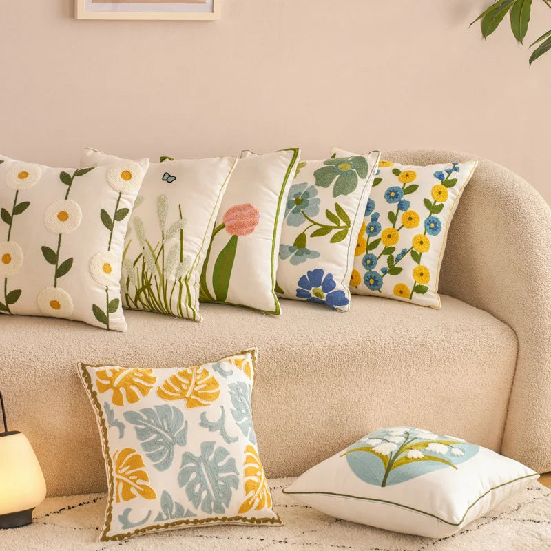 Embroidered Floral Pillowcase
