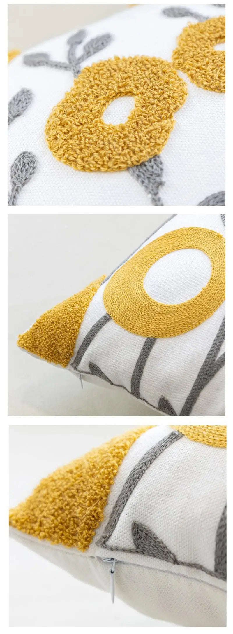 Boho Embroidered Floral Pillow Cover