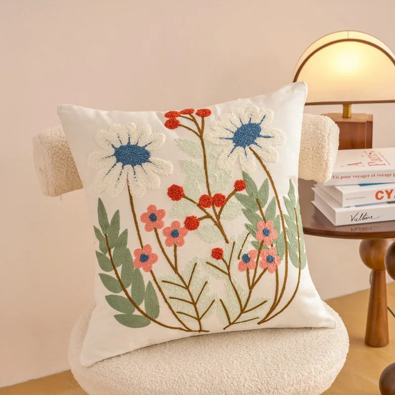 Embroidered Floral Pillowcase