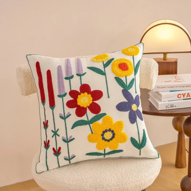 Embroidered Floral Pillowcase