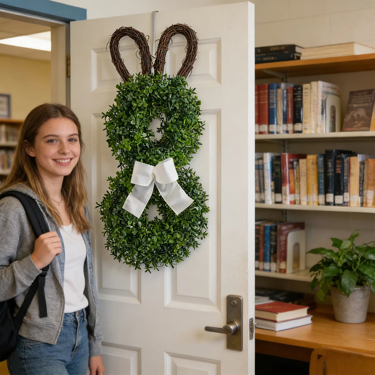 Easter Eucalyptus Bunny Floral Vine Wreath