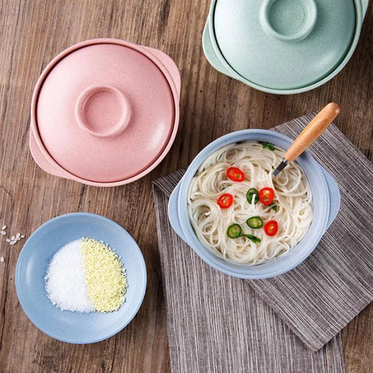 DecorBites™ Japanese Style Instant Noodle Rice Bowl with Lid - Healthy Tableware