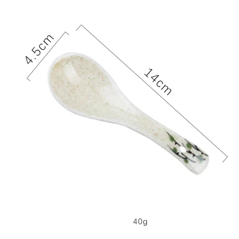 DecorBites™ 6.5inch Retro Ceramic Ramen Bowl Set with Lid, Chopsticks, and Spoons