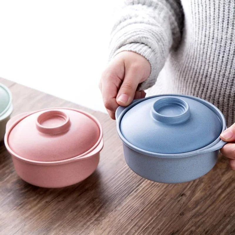 DecorBites™ Japanese Style Instant Noodle Rice Bowl with Lid - Healthy Tableware