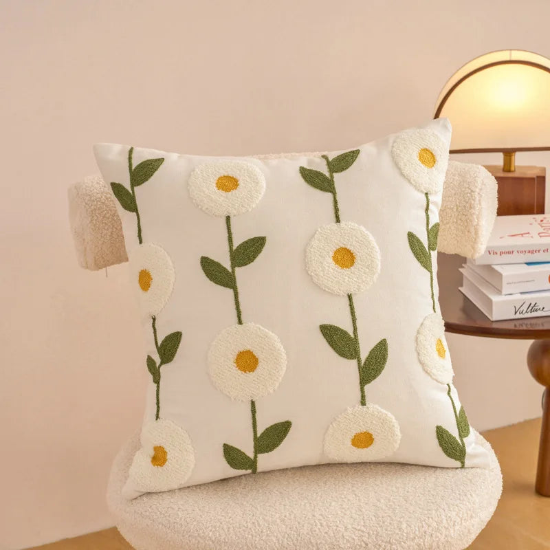 Embroidered Floral Pillowcase