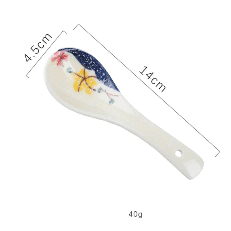 DecorBites™ 6.5inch Retro Ceramic Ramen Bowl Set with Lid, Chopsticks, and Spoons