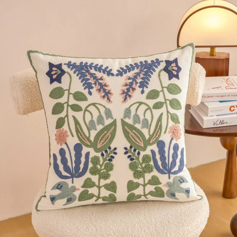 Embroidered Floral Pillowcase