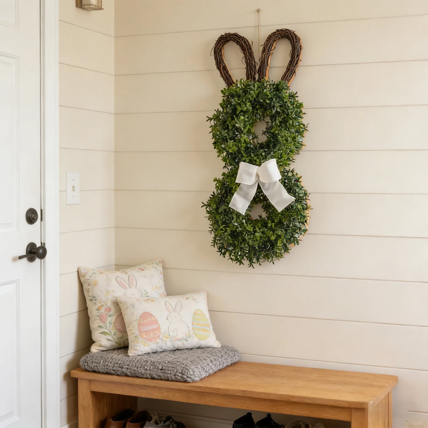 Easter Eucalyptus Bunny Floral Vine Wreath