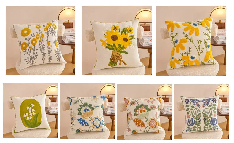Embroidered Floral Pillowcase