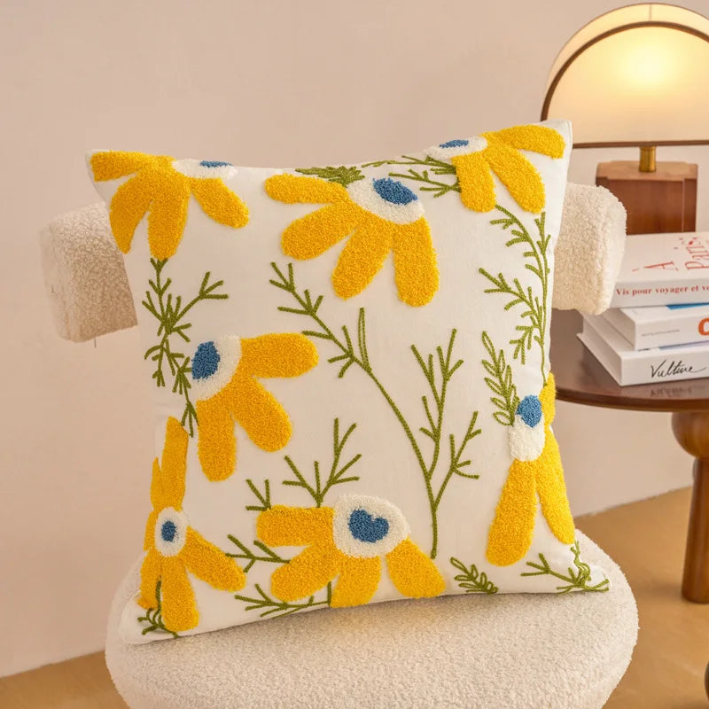 Embroidered Floral Pillowcase