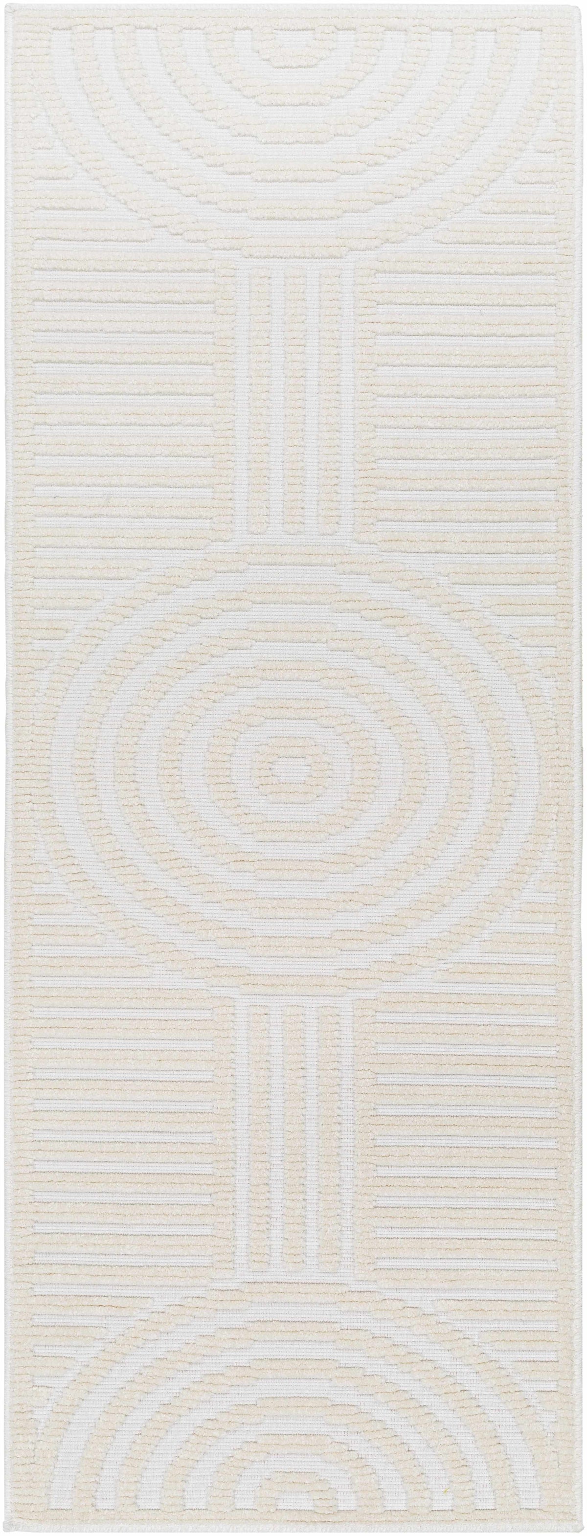 Deron White Washable 3D Rug