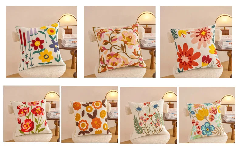 Embroidered Floral Pillowcase