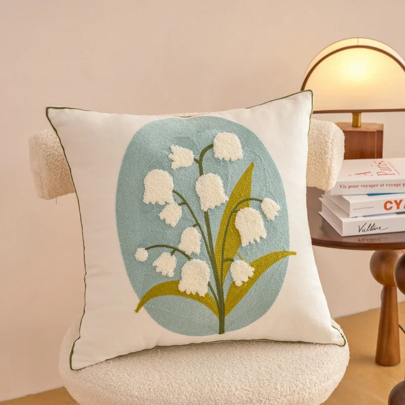 Embroidered Floral Pillowcase