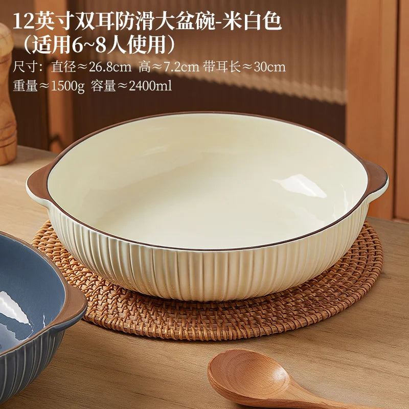 DecorBites™ Large Ceramic Fish Bowl for Noodles and Soup