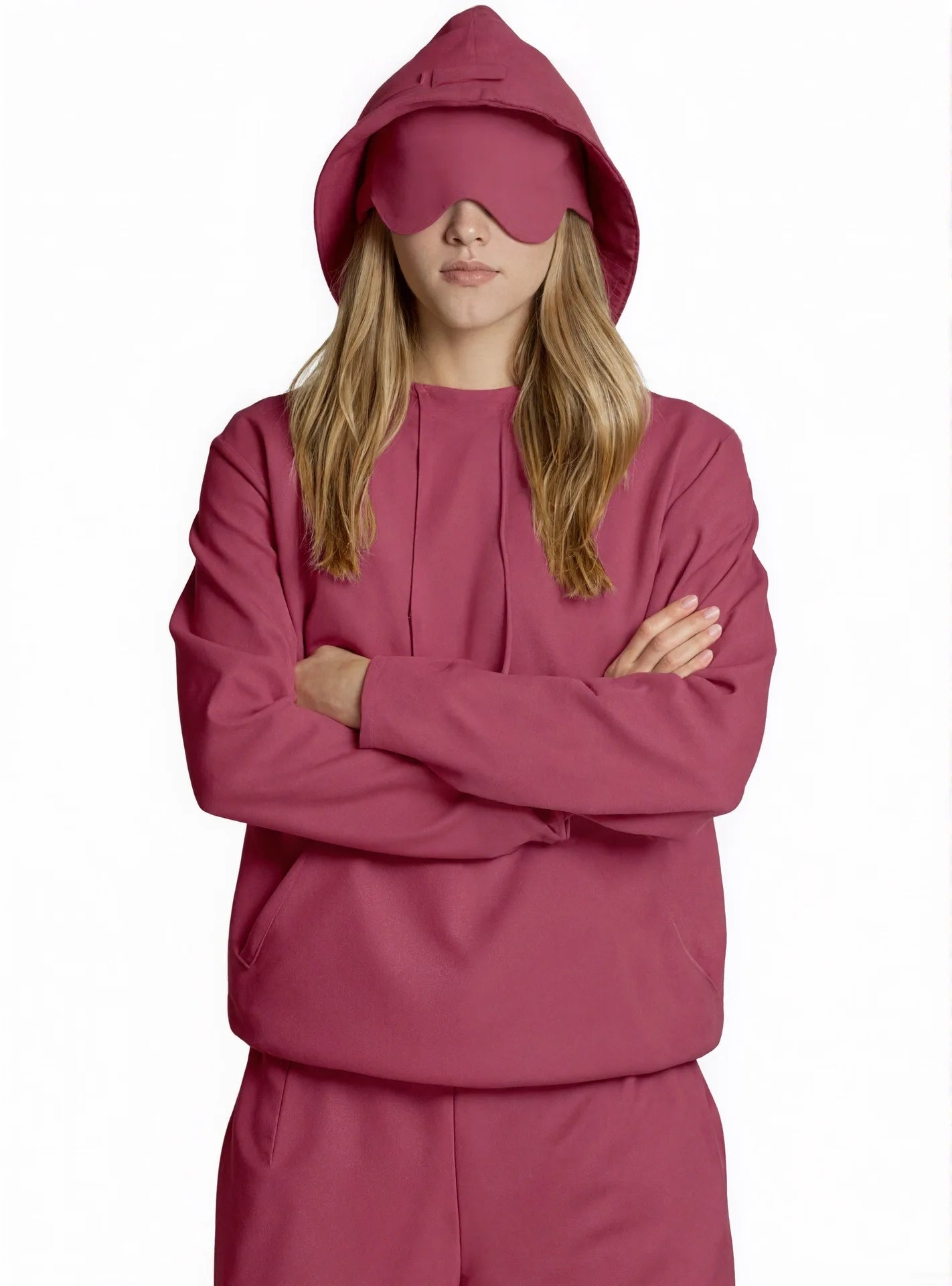 European American Autumn Winter Pocket Eye Mask Hoodie with Travel Pattern Pullover Hoodie