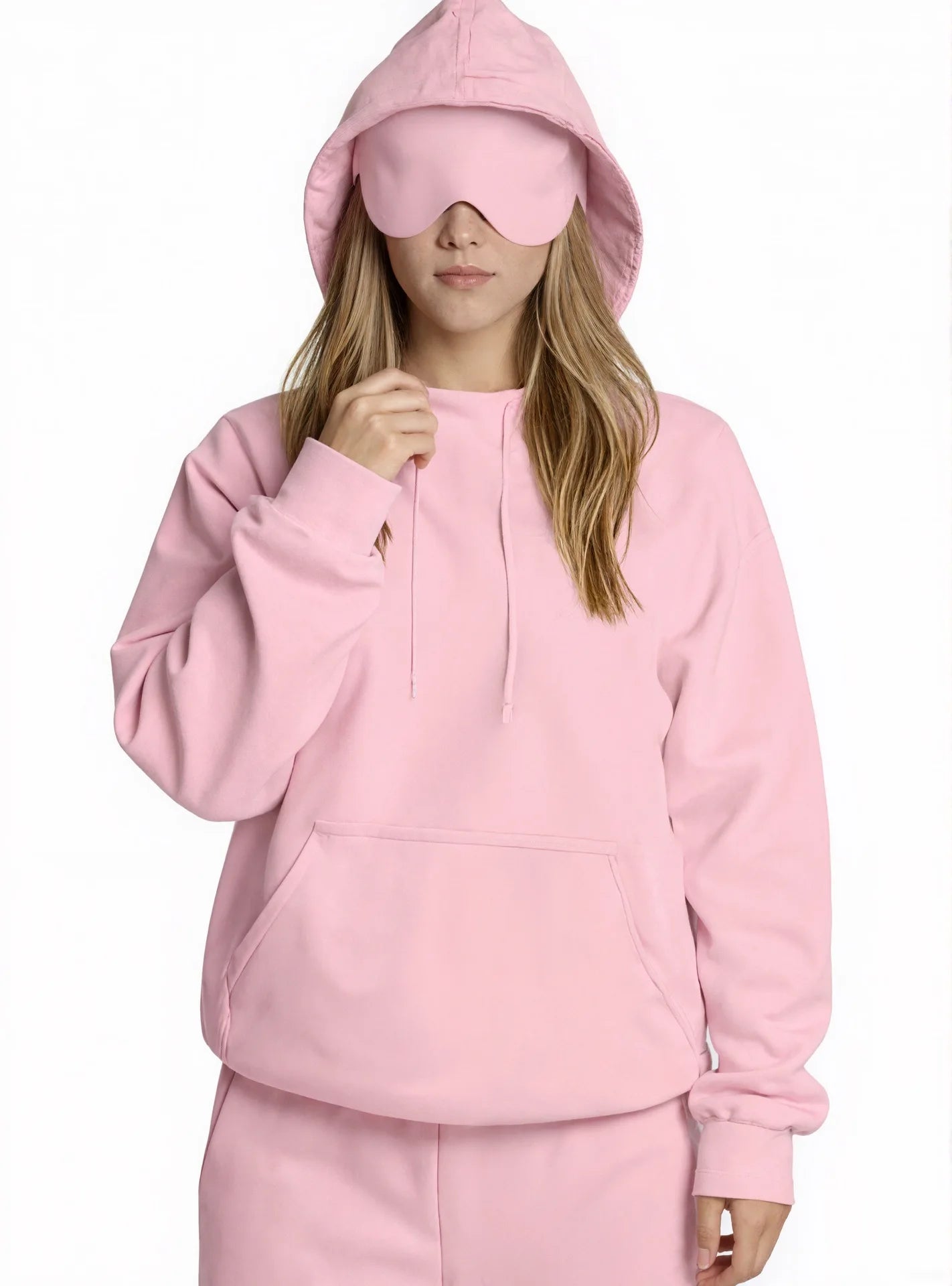 European American Autumn Winter Pocket Eye Mask Hoodie with Travel Pattern Pullover Hoodie