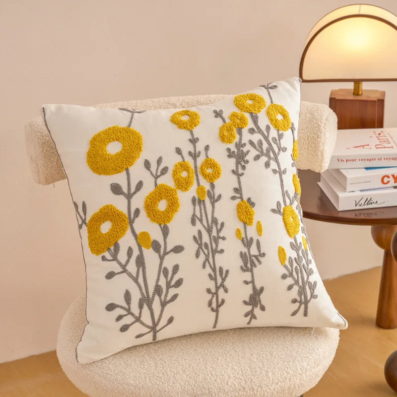 Embroidered Floral Pillowcase