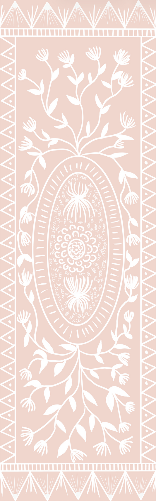 "Ruth in Rose" Cottage Style Floral Vinyl Runner - 30"x96"