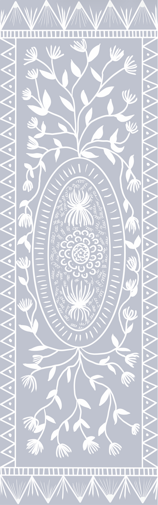 "Ruth in Soft Lavender" Cottage Style Floral Vinyl Runner - 30"x96"