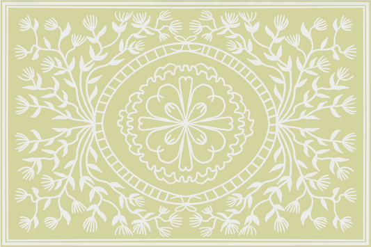 "Ruthie" in soft chartreuse Cottage Floral Vinyl Placemat - 12"x18"