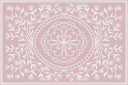 "Ruthie" in pink - Cottage Floral Vinyl Placemat - 12"x18"