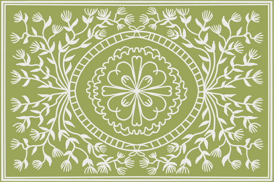 "Ruthie" in Leaf - Cottage Floral Vinyl Placemat - 12"x18"