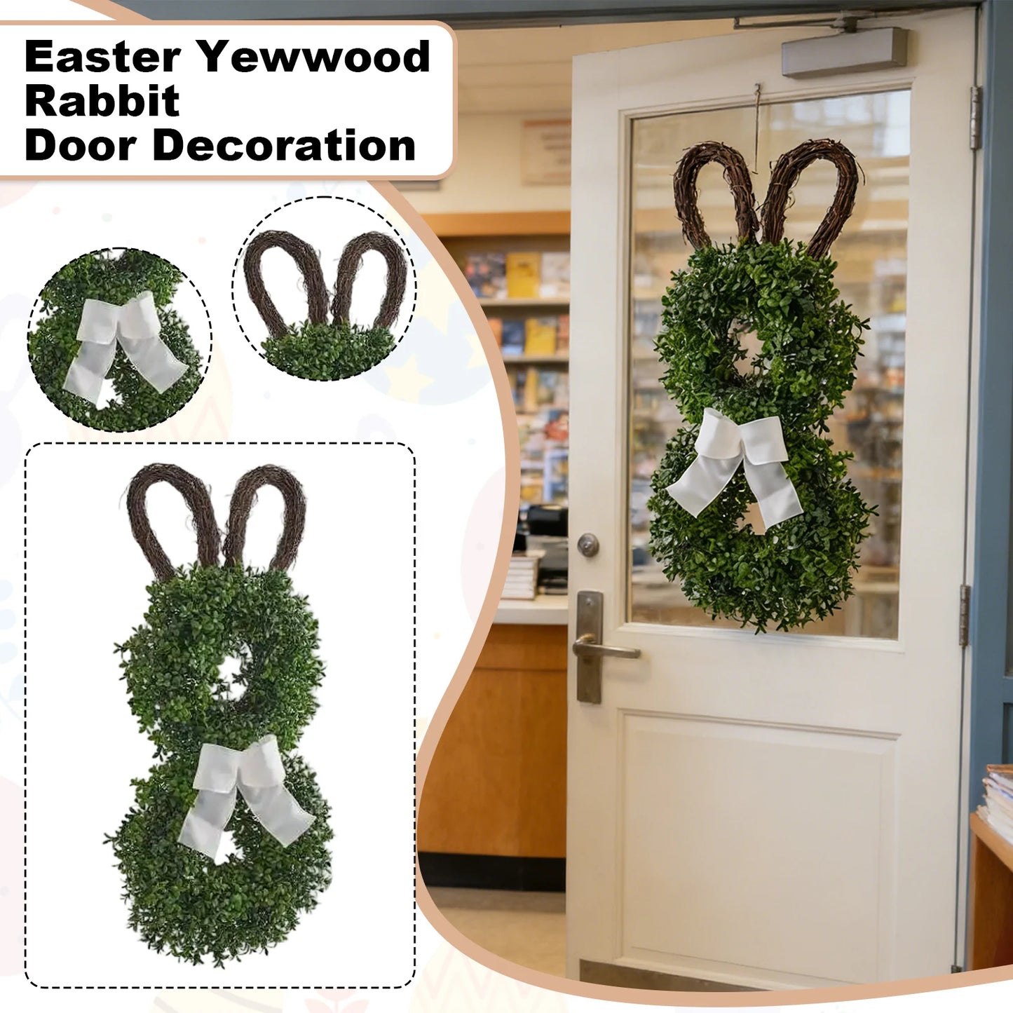 Easter Eucalyptus Bunny Floral Vine Wreath