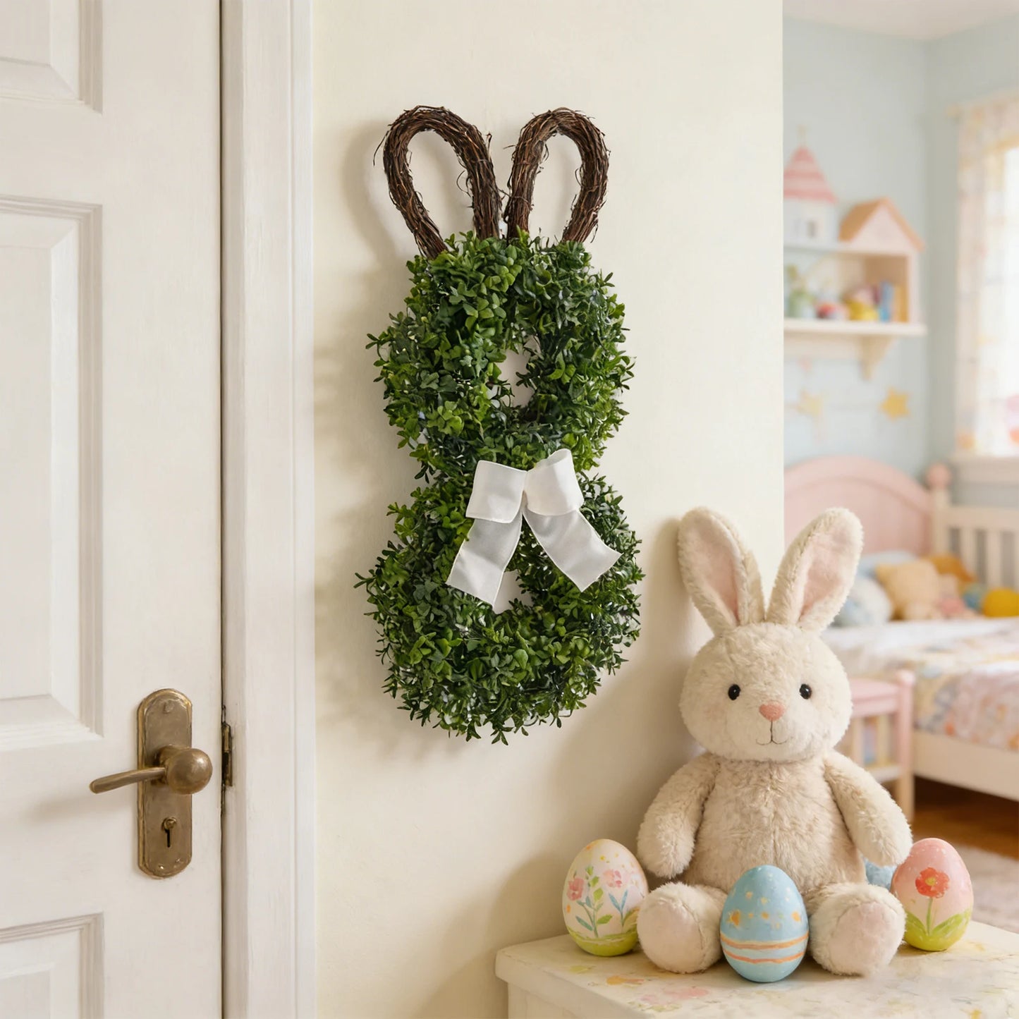 Easter Eucalyptus Bunny Floral Vine Wreath