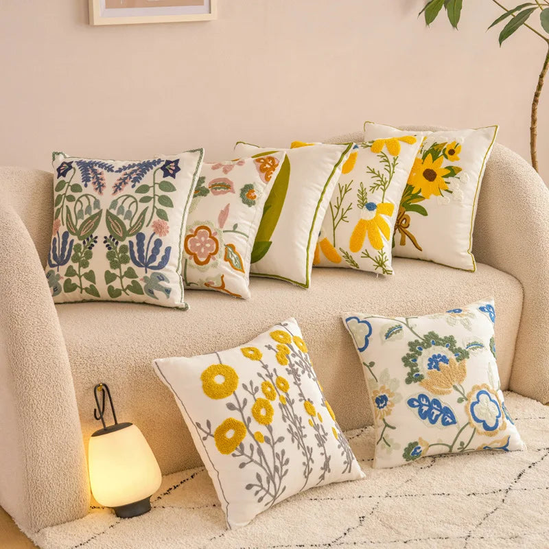 Embroidered Floral Pillowcase