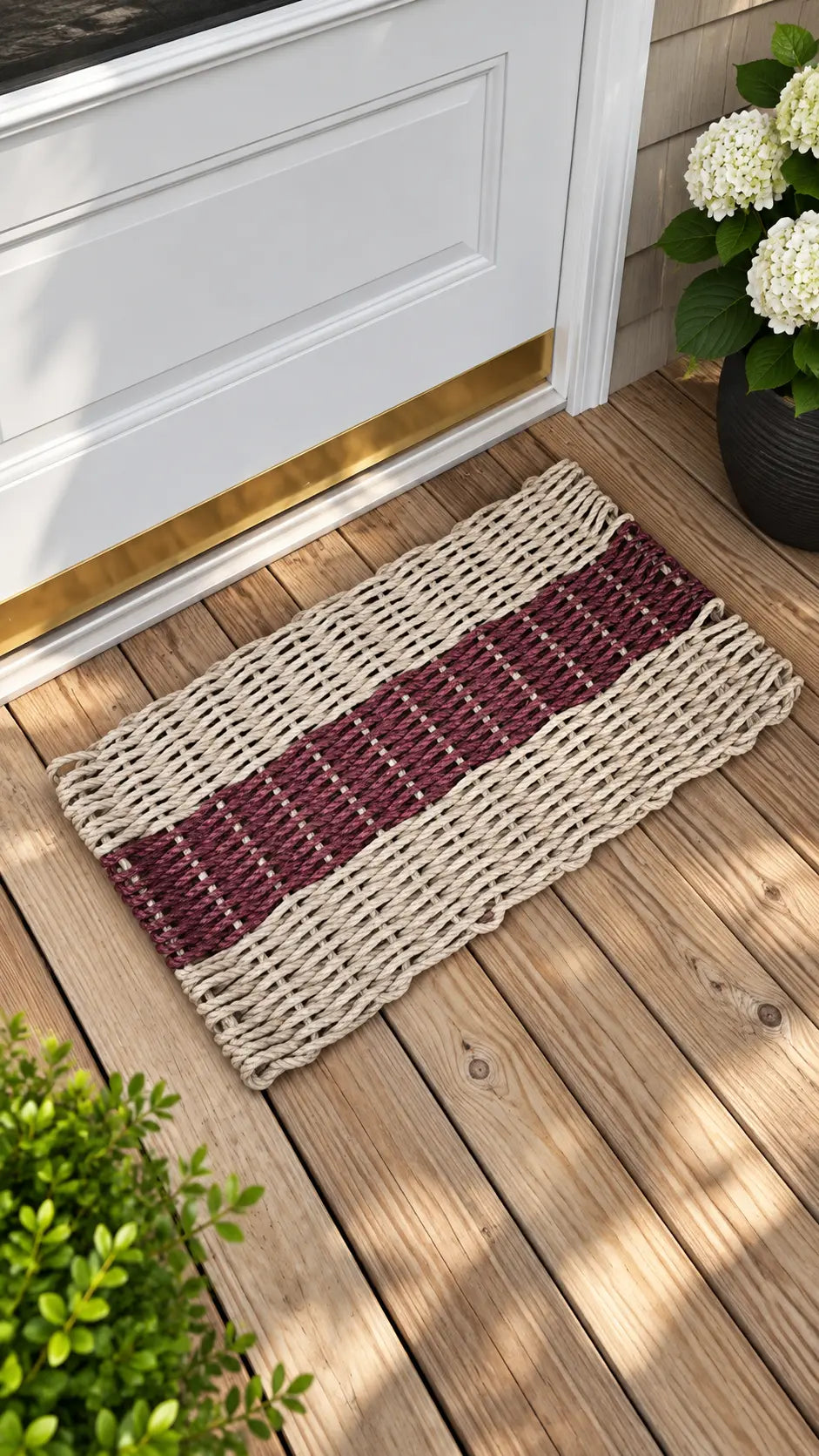 Tan & Burgundy Lobster Rope Doormat