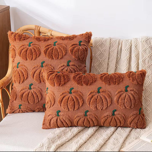 Tufted Pumpkin Lumbar or Square Pillow Cover