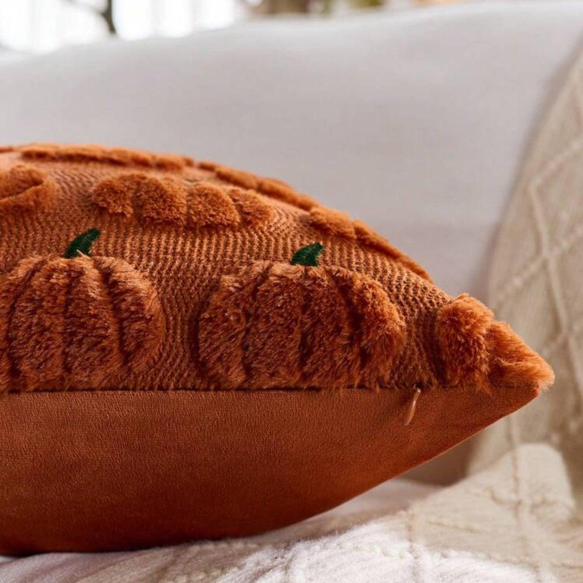Tufted Pumpkin Lumbar or Square Pillow Cover