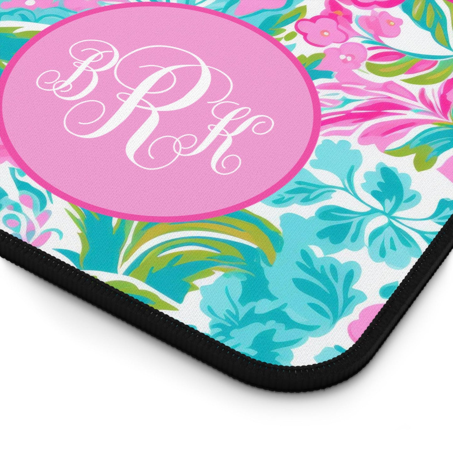 Personalized Desk Mat, Coastal Tropical Flowers