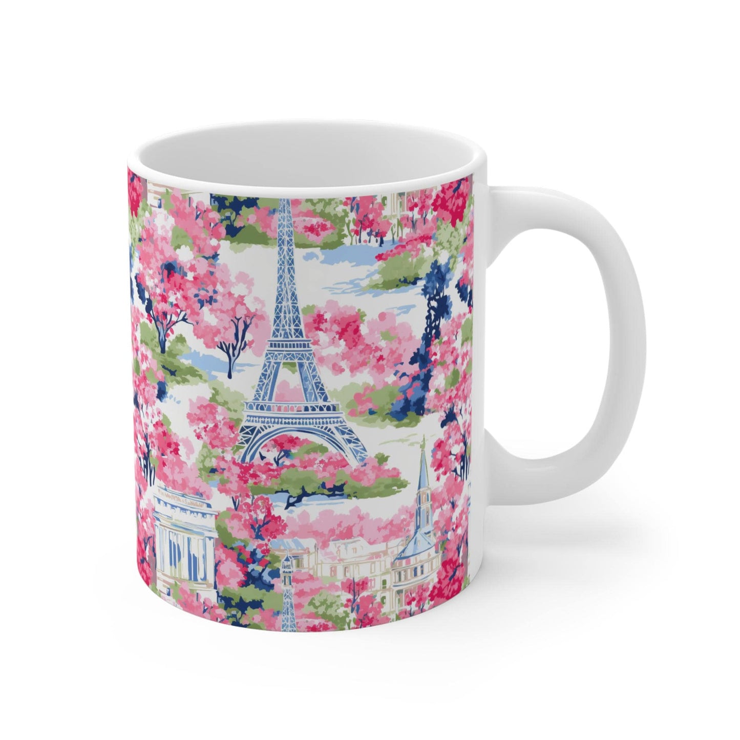 Coffee Mug, Bright Floral Eiffel Tower