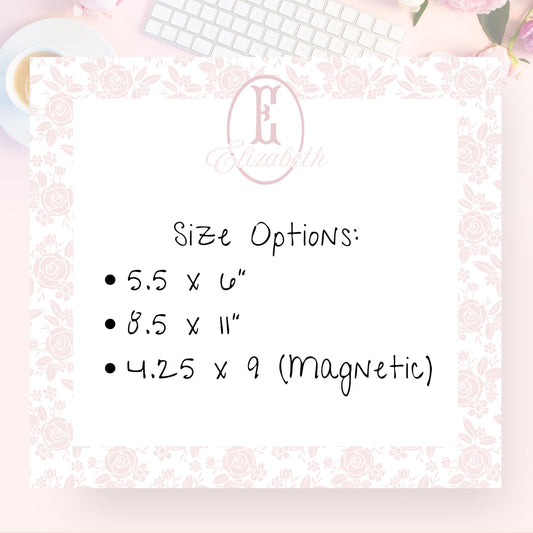 Personalized Notepad, Light Floral