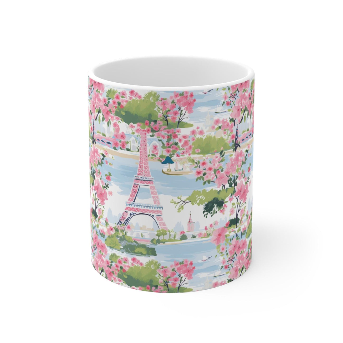 Coffee Mug, Soft Floral Eiffel Tower