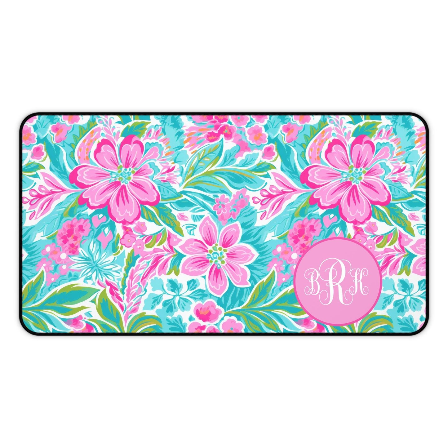Personalized Desk Mat, Coastal Tropical Flowers
