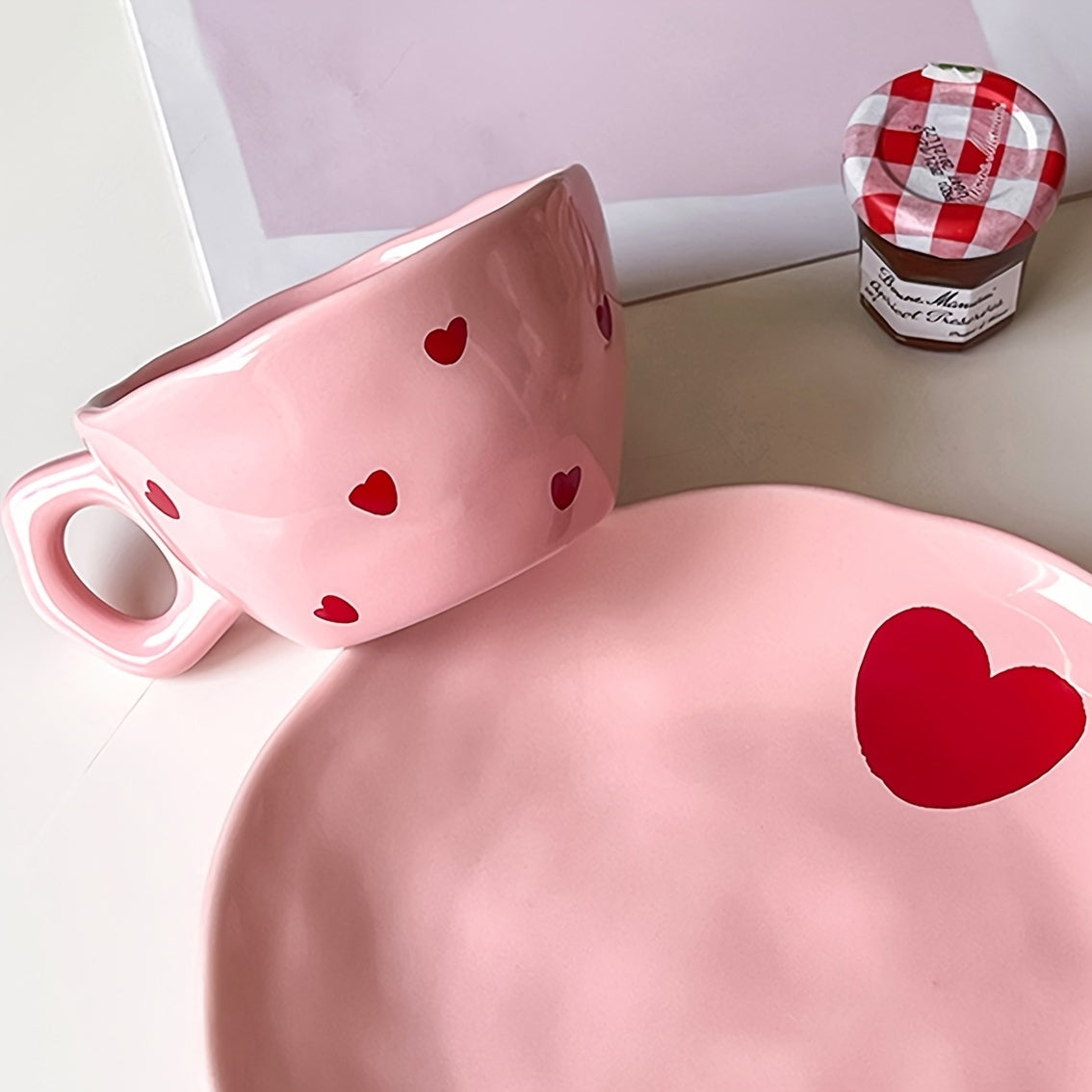 Pink and Red Hearts Coffee Mug, Valentine's Day Gift