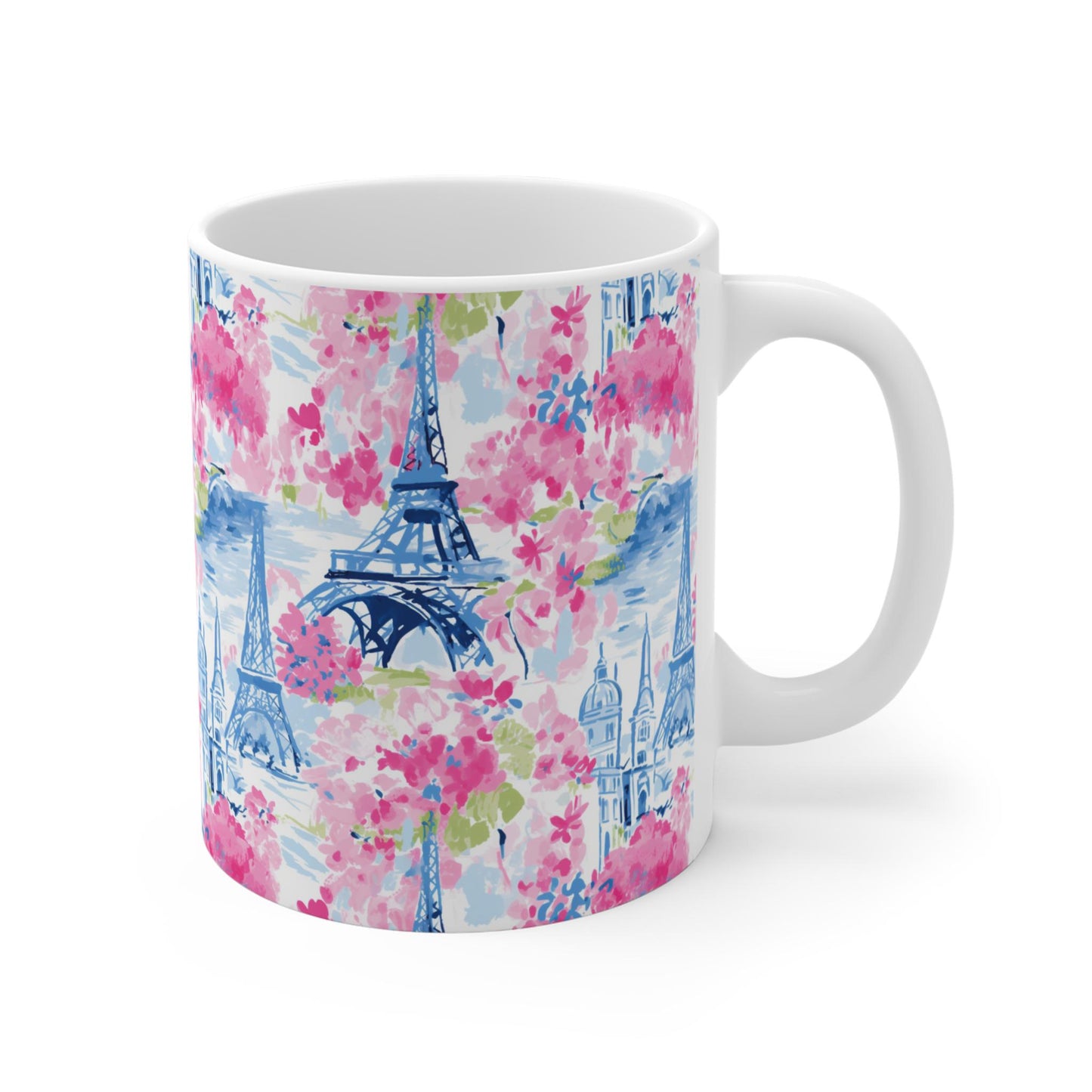 Coffee Mug, Floral Eiffel Tower