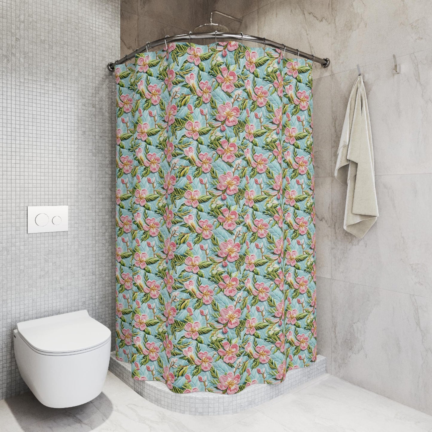 Custom Shower Curtain, 3-D Floral