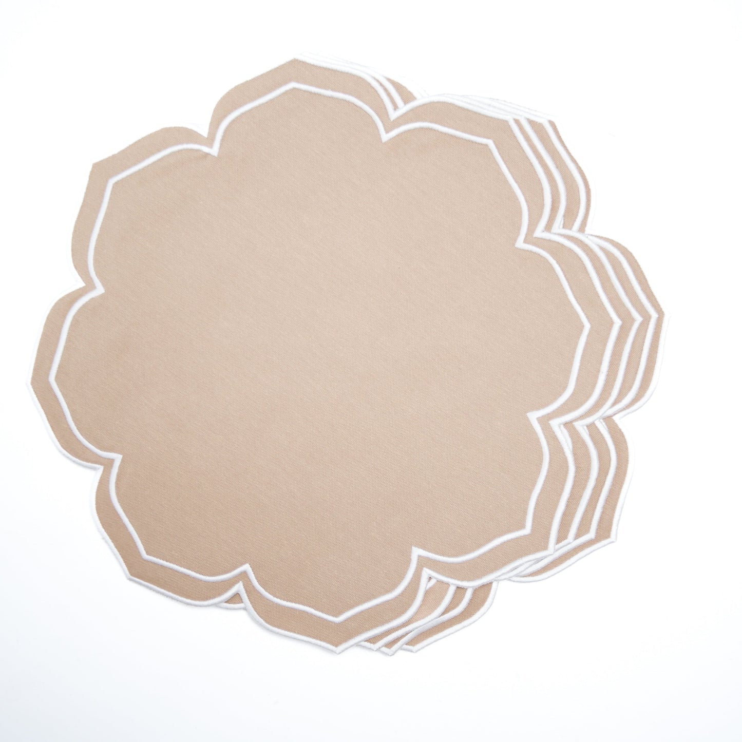 LUMERA BEIGE WAVY EDGE FABRIC PLACEMAT (Set Of 4)