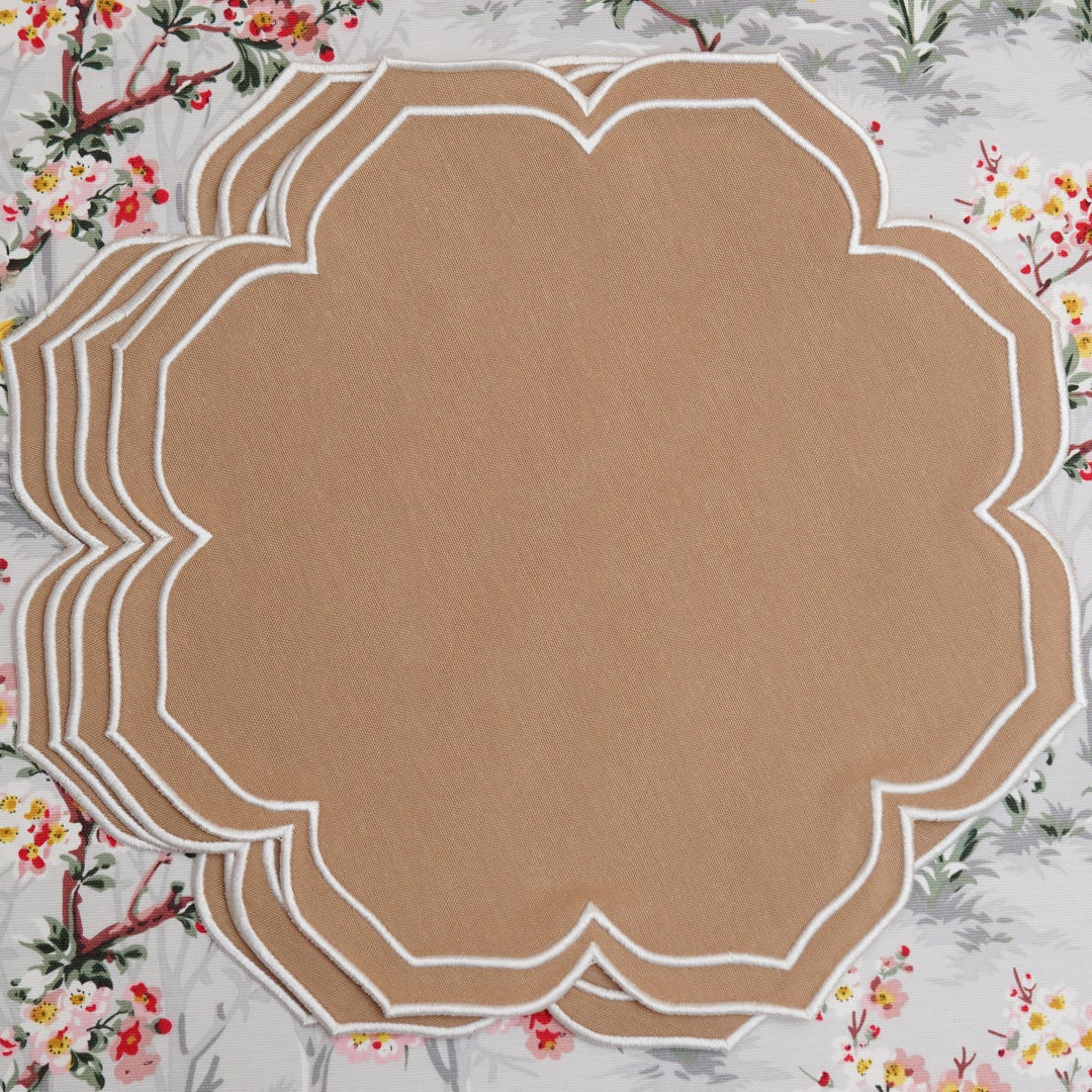 LUMERA BEIGE WAVY EDGE FABRIC PLACEMAT (Set Of 4)