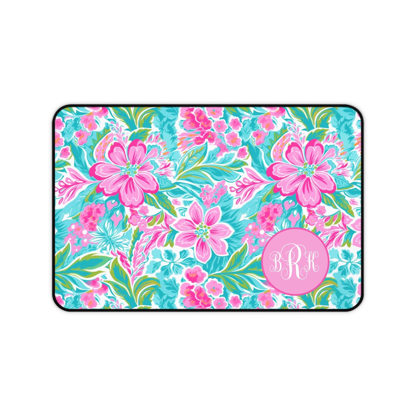 Personalized Desk Mat, Coastal Tropical Flowers