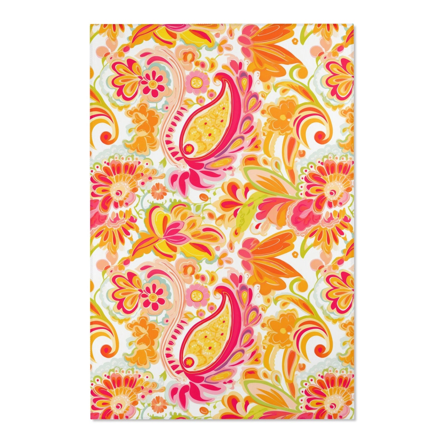 Custom Rug, Pink and Orange Paisley