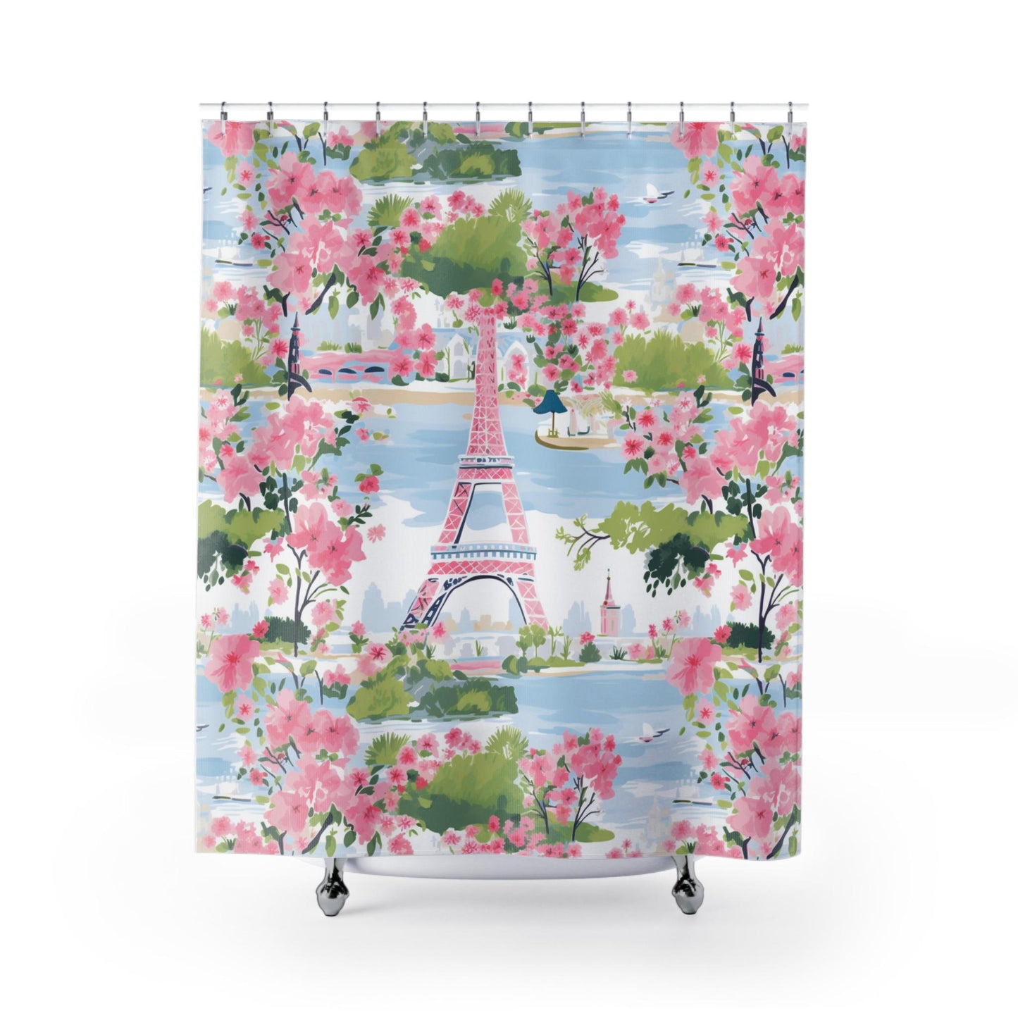 Paris Eiffel Tower Floral Shower Curtain