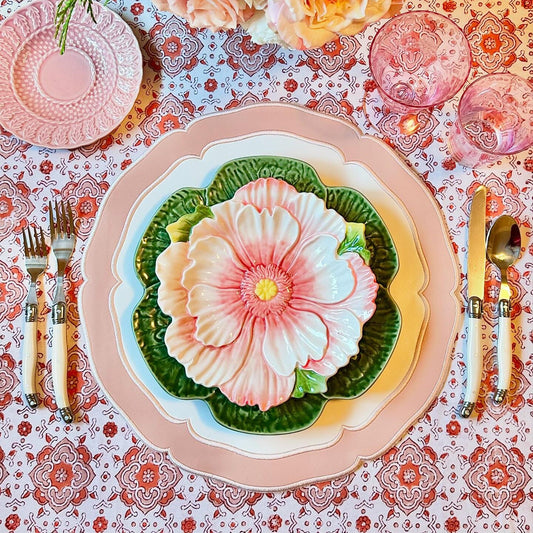 CLARION WHITE & PINK FAUX LEATHER PLACEMAT (Set Of 4)