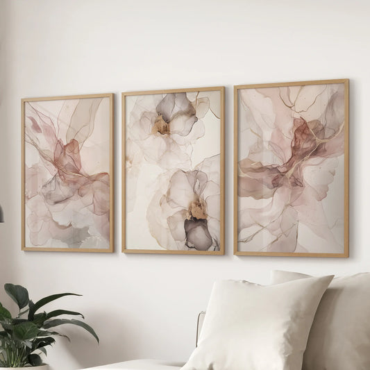 Neutral Watercolor Wall Art. Modern Minimalist Abstract Triptych