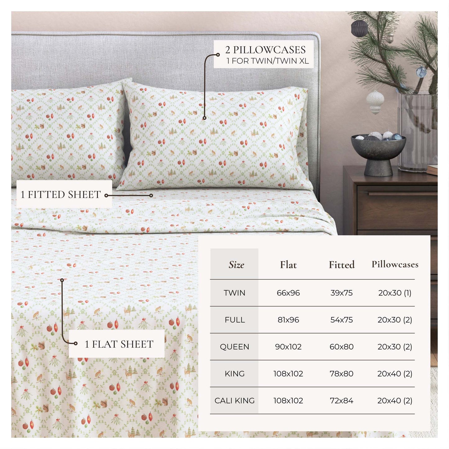 Turkish Cotton Flannel Sheet Set - Elevated Holiday Collection
