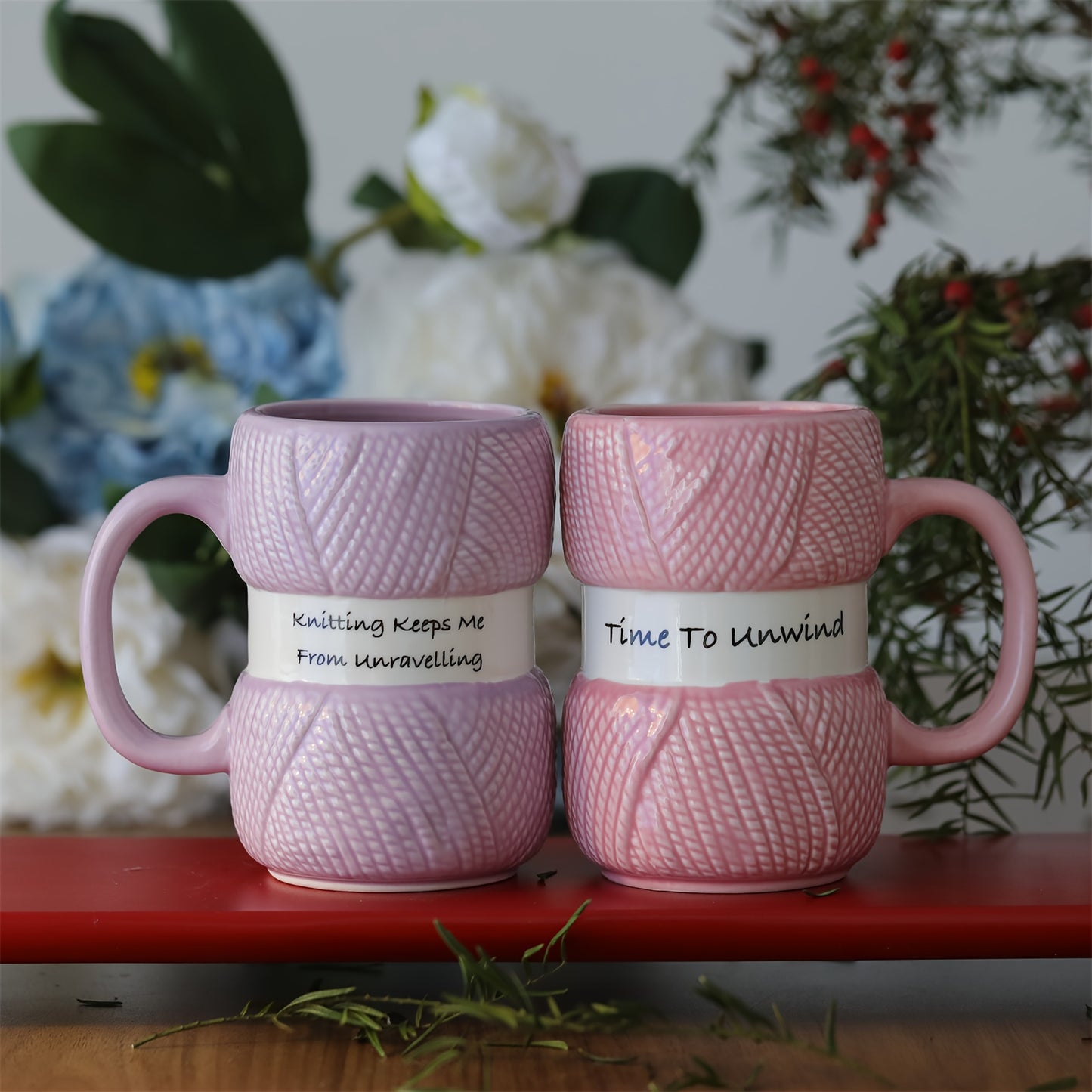 Unique Yarn Coffee Mug, Knitting